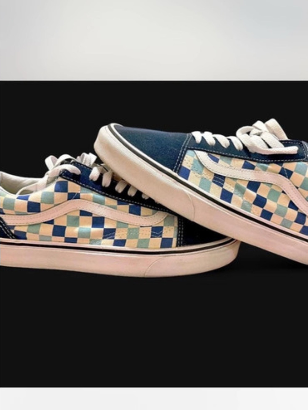 Vans Checkerboard Low-Top Sneakers - Navy & Light Blue